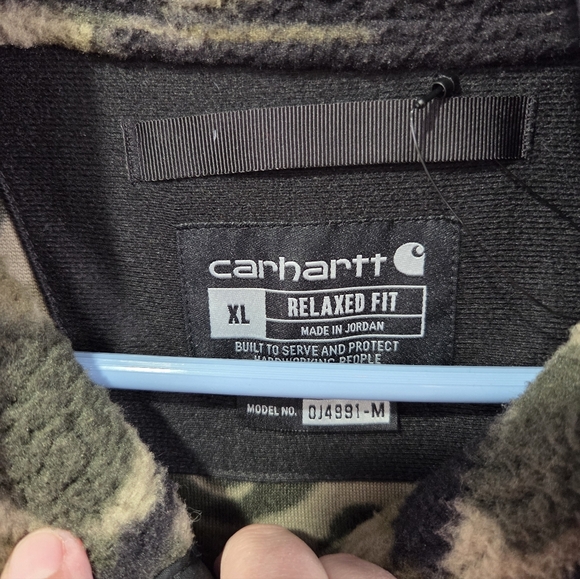 Carhartt Men’s XL Camouflage Relaxed Fit 1/4 Snap Pile Fleece Pullover Jacket - Picture 4 of 5